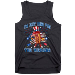 Patriotic Hot Dog Im Just Here For The Wieners 4th Of July Tank Top