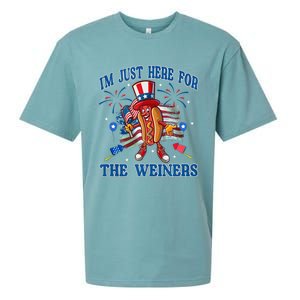 Patriotic Hot Dog Im Just Here For The Wieners 4th Of July Sueded Cloud Jersey T-Shirt