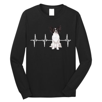 Papillon Heartbeat Dog Lover Long Sleeve Shirt