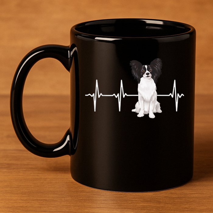 Papillon Heartbeat Dog Lover 11oz C Handle Ceramic Mug