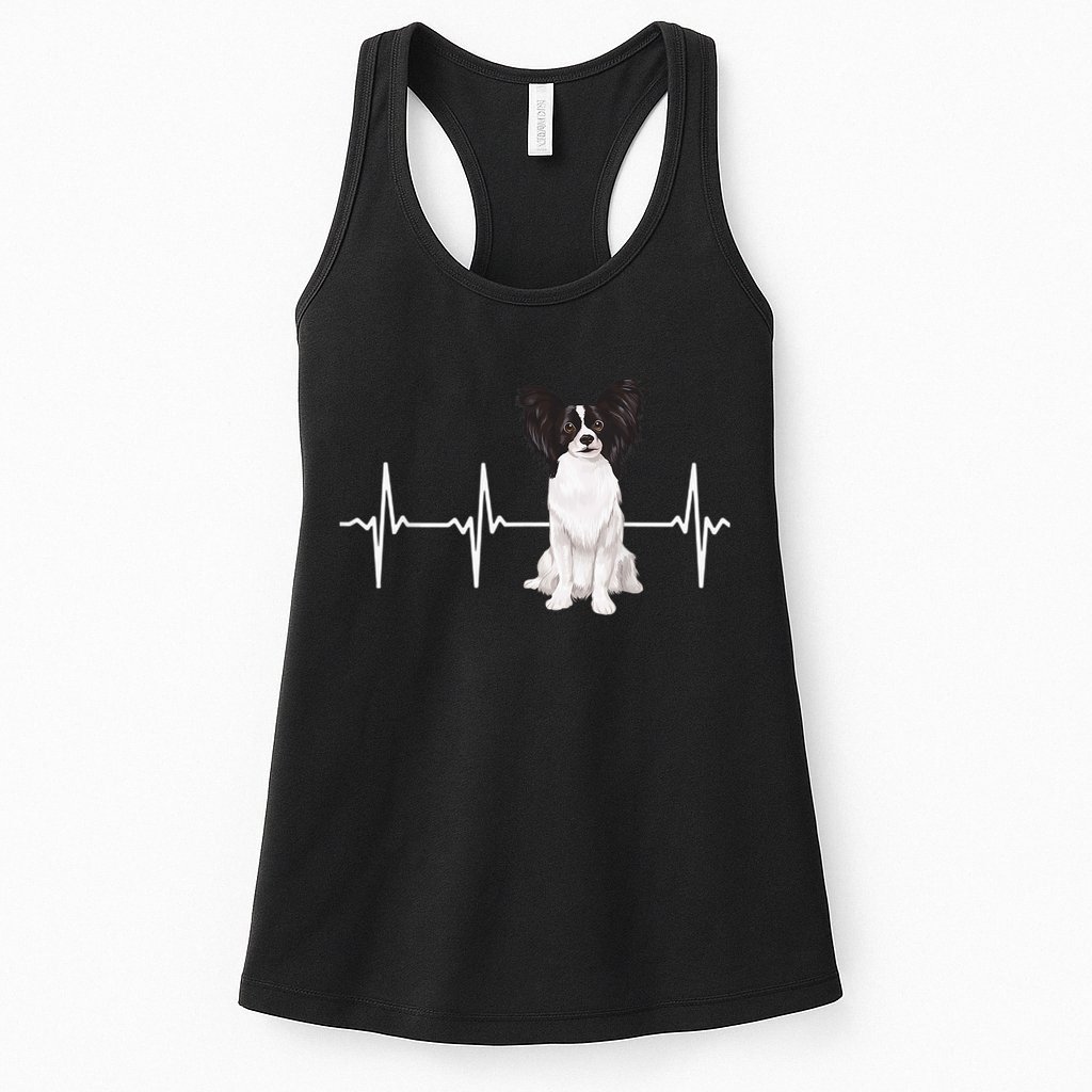 Papillon Heartbeat Dog Lover Womens Tank Top