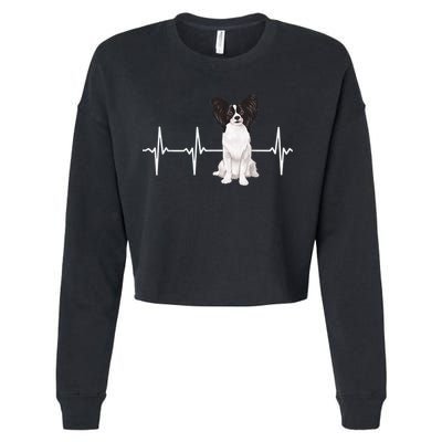 Papillon Heartbeat Dog Lover Cropped Pullover Crew