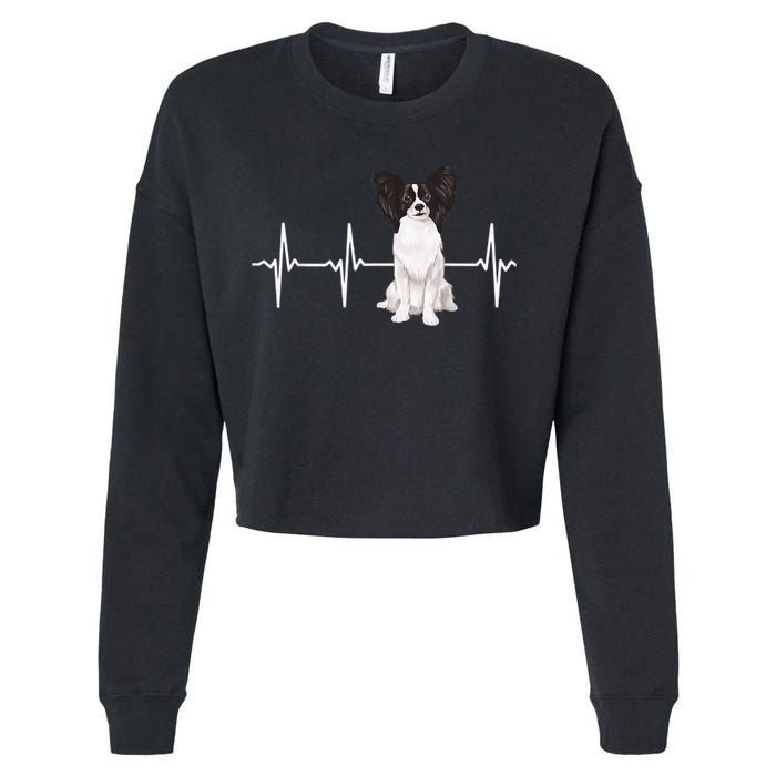 Papillon Heartbeat Dog Lover Cropped Pullover Crew