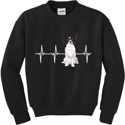 Papillon Heartbeat Dog Lover Kids Sweatshirt
