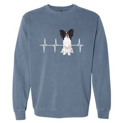 Papillon Heartbeat Dog Lover Garment-Dyed Sweatshirt