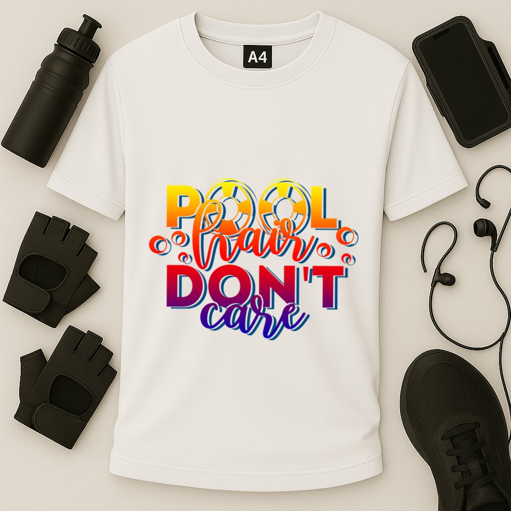 Pool Hair Dont Care Funny Pool Party Gift Cooling Performance Crew T-Shirt