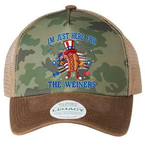 Patriotic Hot Dog Im Just Here For The Wieners 4th Of July Legacy Tie Dye Trucker Hat