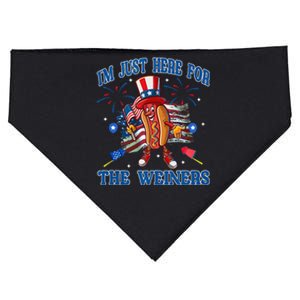 Patriotic Hot Dog Im Just Here For The Wieners 4th Of July USA-Made Doggie Bandana