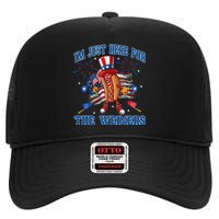 Patriotic Hot Dog Im Just Here For The Wieners 4th Of July High Crown Mesh Back Trucker Hat