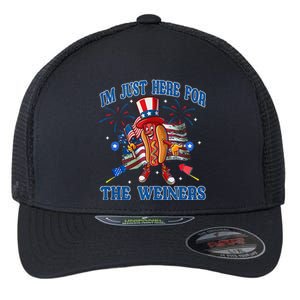 Patriotic Hot Dog Im Just Here For The Wieners 4th Of July Flexfit Unipanel Trucker Cap