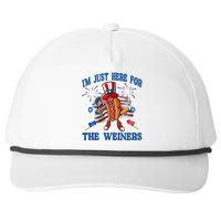 Patriotic Hot Dog Im Just Here For The Wieners 4th Of July Snapback Five-Panel Rope Hat