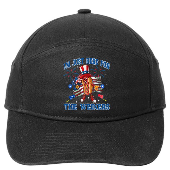 Patriotic Hot Dog Im Just Here For The Wieners 4th Of July 7-Panel Snapback Hat