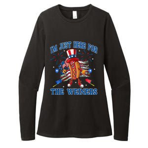 Patriotic Hot Dog Im Just Here For The Wieners 4th Of July Womens CVC Long Sleeve Shirt