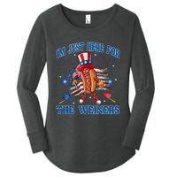 Patriotic Hot Dog Im Just Here For The Wieners 4th Of July Women's Perfect Tri Tunic Long Sleeve Shirt