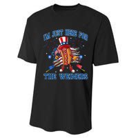 Patriotic Hot Dog Im Just Here For The Wieners 4th Of July Performance Sprint T-Shirt