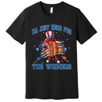 Patriotic Hot Dog Im Just Here For The Wieners 4th Of July Premium T-Shirt