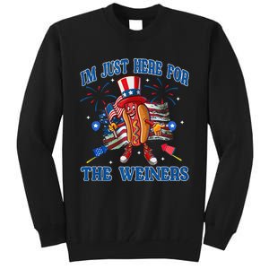 Patriotic Hot Dog Im Just Here For The Wieners 4th Of July Tall Sweatshirt