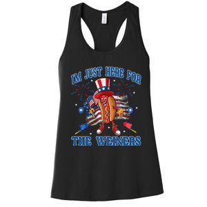 Patriotic Hot Dog Im Just Here For The Wieners 4th Of July Women's Racerback Tank