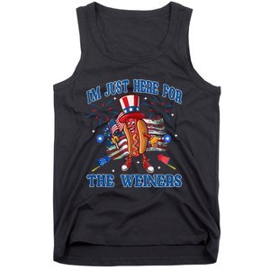 Patriotic Hot Dog Im Just Here For The Wieners 4th Of July Tank Top