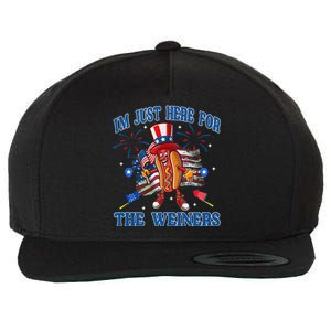 Patriotic Hot Dog Im Just Here For The Wieners 4th Of July Wool Snapback Cap