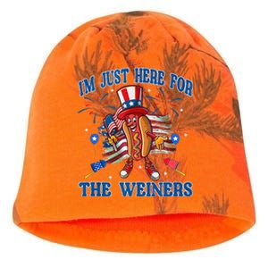 Patriotic Hot Dog Im Just Here For The Wieners 4th Of July Kati - Camo Knit Beanie