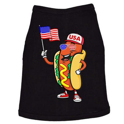 Patriotic Hot dog American Flag USA Funny 4th Of July Fourth Doggie Tank