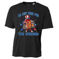 Patriotic Hot Dog I'm Just Here For The Wieners 4th Of July Cooling Performance Crew T-Shirt