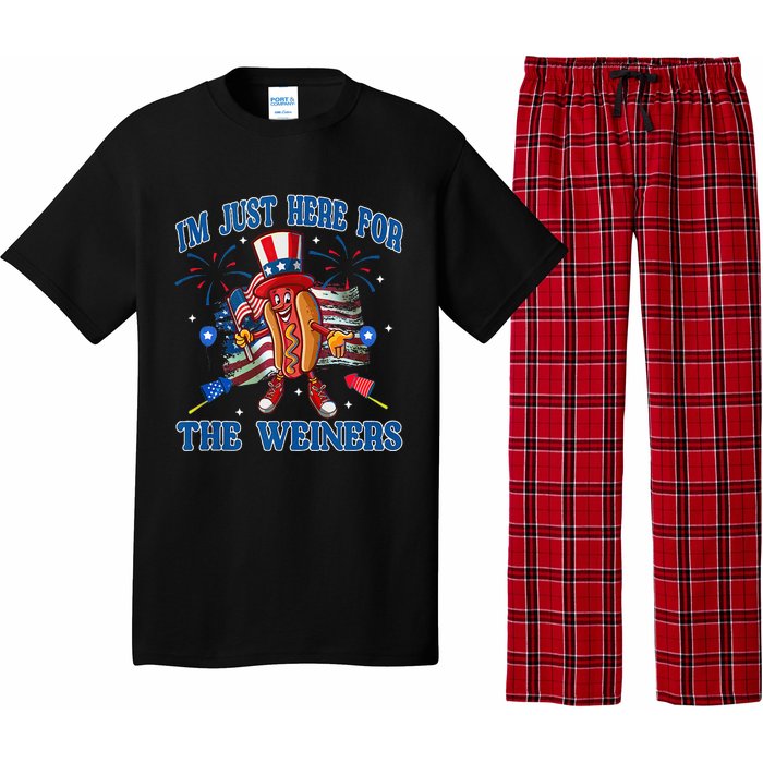 Patriotic Hot Dog I'm Just Here For The Wieners 4th Of July Pajama Set