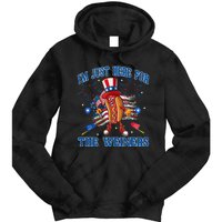 Patriotic Hot Dog I'm Just Here For The Wieners 4th Of July Tie Dye Hoodie