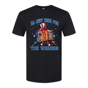 Patriotic Hot Dog I'm Just Here For The Wieners 4th Of July Softstyle CVC T-Shirt