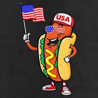 Patriotic Hot Dog American Flag USA Funny 4th Of July Fourth 7 Panel Mesh Trucker Snapback Hat