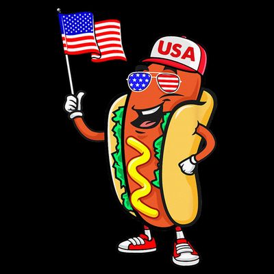 Patriotic Hot Dog American Flag USA Funny 4th Of July Fourth T-Shirt