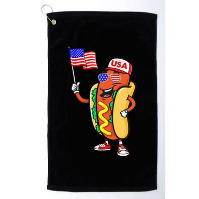 Patriotic Hot Dog American Flag USA Funny 4th Of July Fourth Golf Towel