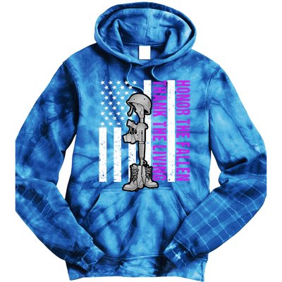 Purple Heart Day Military Honor The Fallen Thank The Living Gift Tie Dye Hoodie