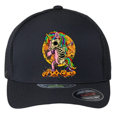 Pumpkin Halloween Dabbing Unicorn Zombie Skeleton Dab Gift Flexfit Unipanel Trucker Cap