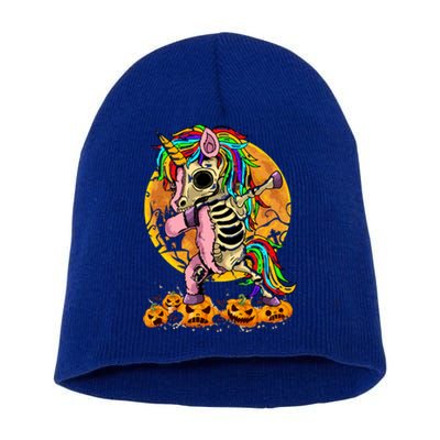 Pumpkin Halloween Dabbing Unicorn Zombie Skeleton Dab Gift Short Acrylic Beanie