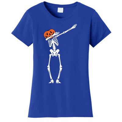 Pumpkin Head Dab Skeleton Halloween Gift Women's T-Shirt