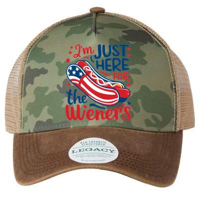 Patriotic Hot Dog IM Just Here For The Wieners Great Gift Legacy Tie Dye Trucker Hat