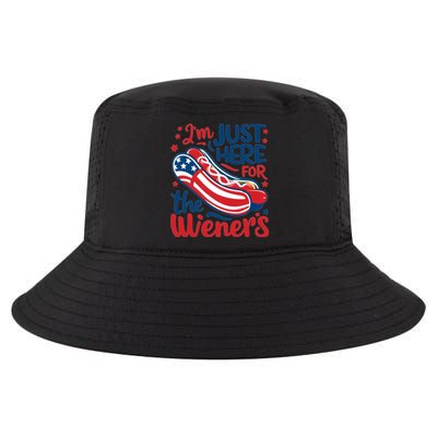 Patriotic Hot Dog IM Just Here For The Wieners Great Gift Cool Comfort Performance Bucket Hat