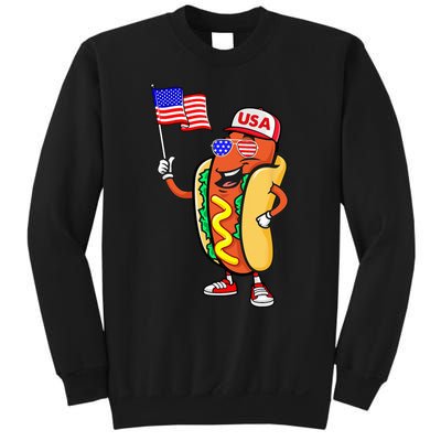 Patriotic Hot Dog American Flag USA Funny 4th Of July Fourth Sweatshirt