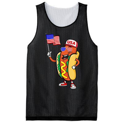 Patriotic Hot Dog American Flag USA Funny 4th Of July Fourth Mesh Reversible Basketball Jersey Tank