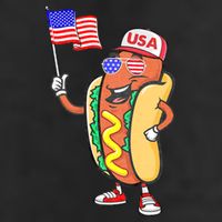 Patriotic Hot Dog American Flag Usa Funny 4th Of July Fourth 7 Panel Mesh Trucker Snapback Hat