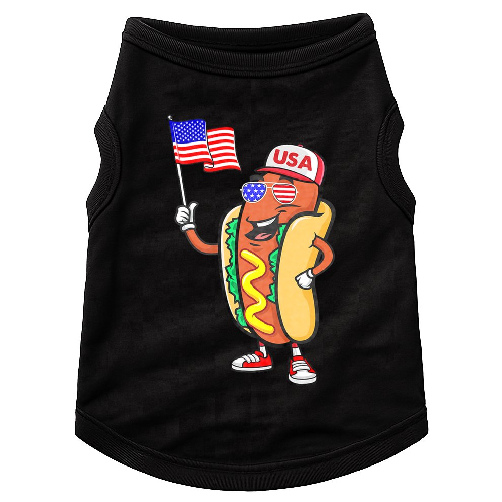 Patriotic Hot Dog American Flag Usa Funny 4th Of July Fourth Doggie Tank