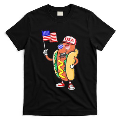 Patriotic Hot Dog American Flag Usa Funny 4th Of July Fourth T-Shirt