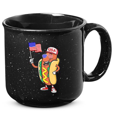 Patriotic Hot Dog American Flag Usa Funny 4th Of July Fourth 15oz Campfire Ceramic Mug