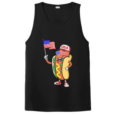 Patriotic Hot Dog American Flag Usa Funny 4th Of July Fourth PosiCharge Competitor Tank