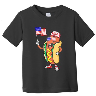 Patriotic Hot Dog American Flag Usa Funny 4th Of July Fourth Toddler T-Shirt