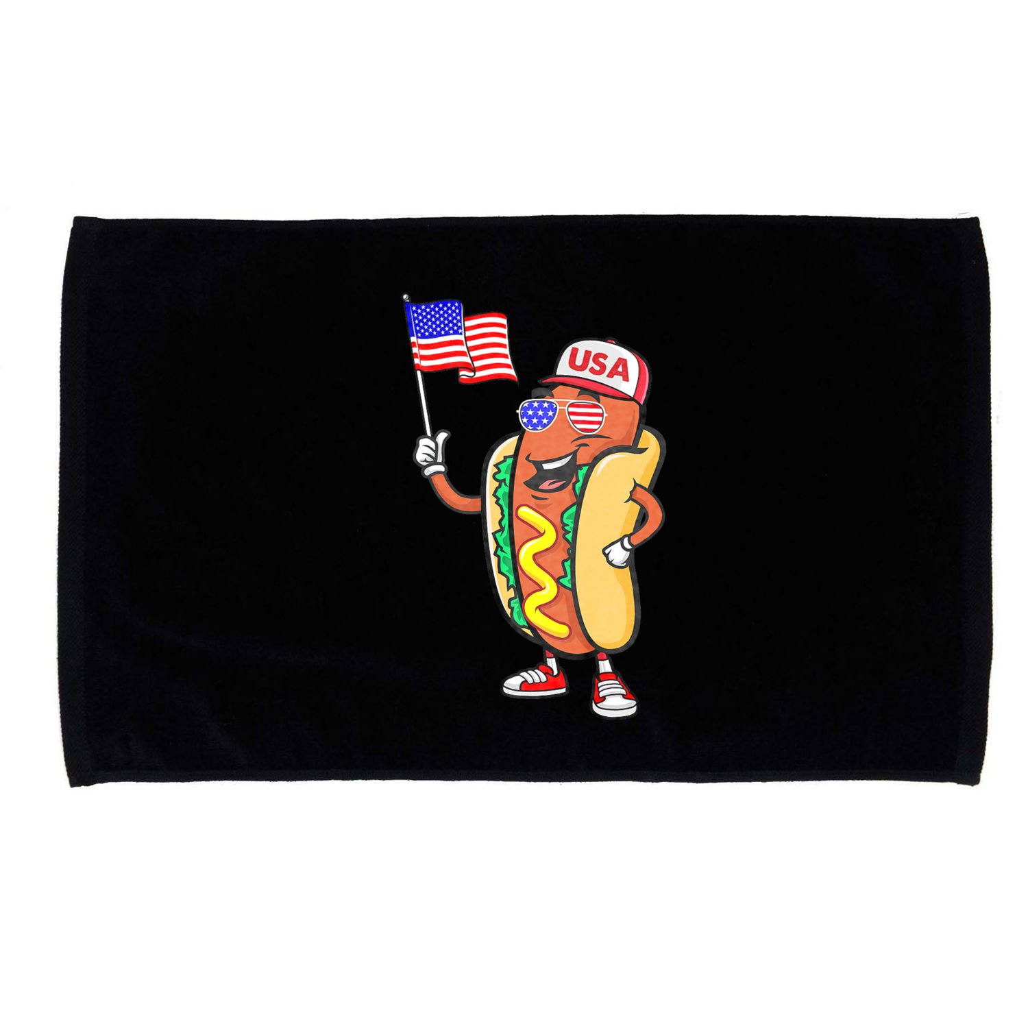 Patriotic Hot Dog American Flag Usa Funny 4th Of July Fourth Microfiber Hand Towel