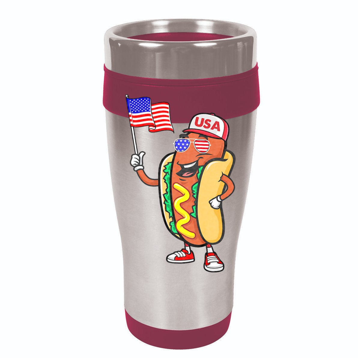 Patriotic Hot Dog American Flag Usa Funny 4th Of July Fourth Womens T-Shirt