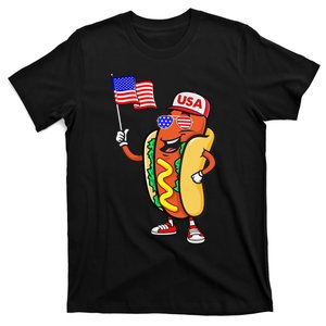 Patriotic Hot dog American Flag USA Funny 4th Of July Fourth T-Shirt